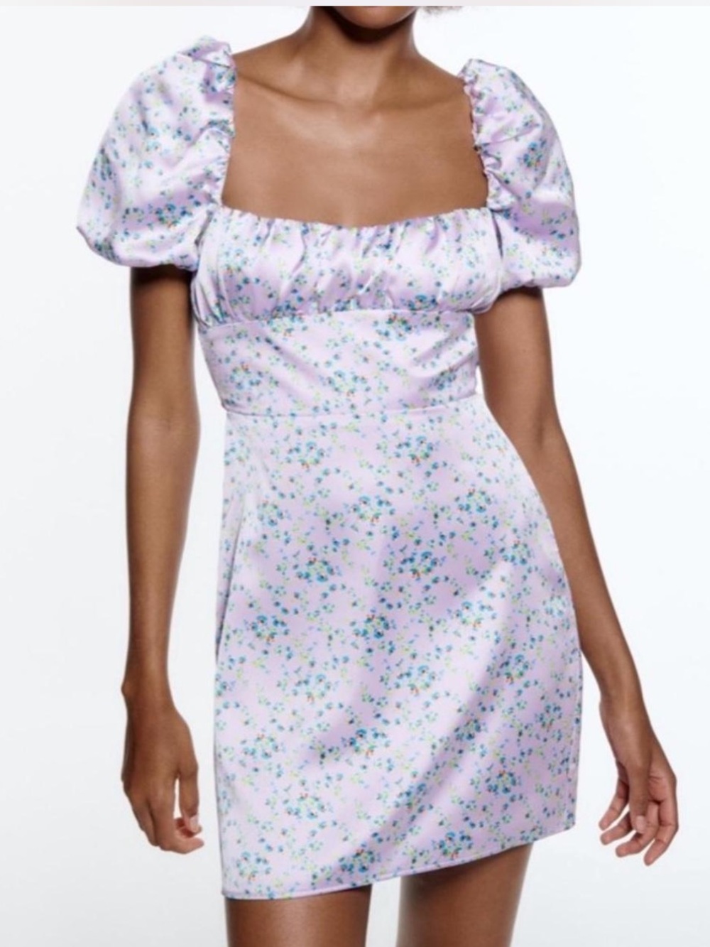 Zara lavender floral tie back dress